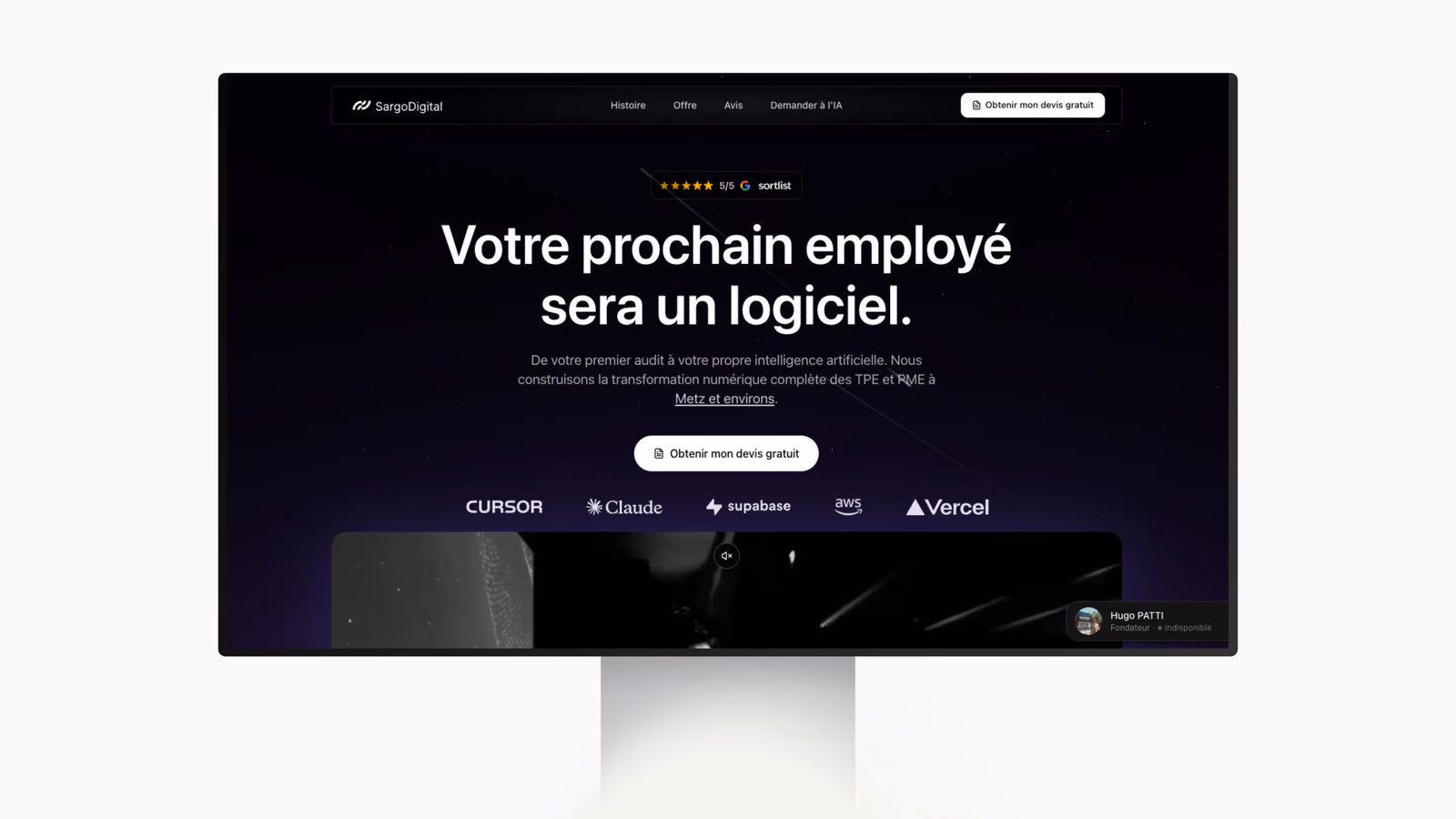 Logiciel métier Sargo Digital affiché sur un écran iMac