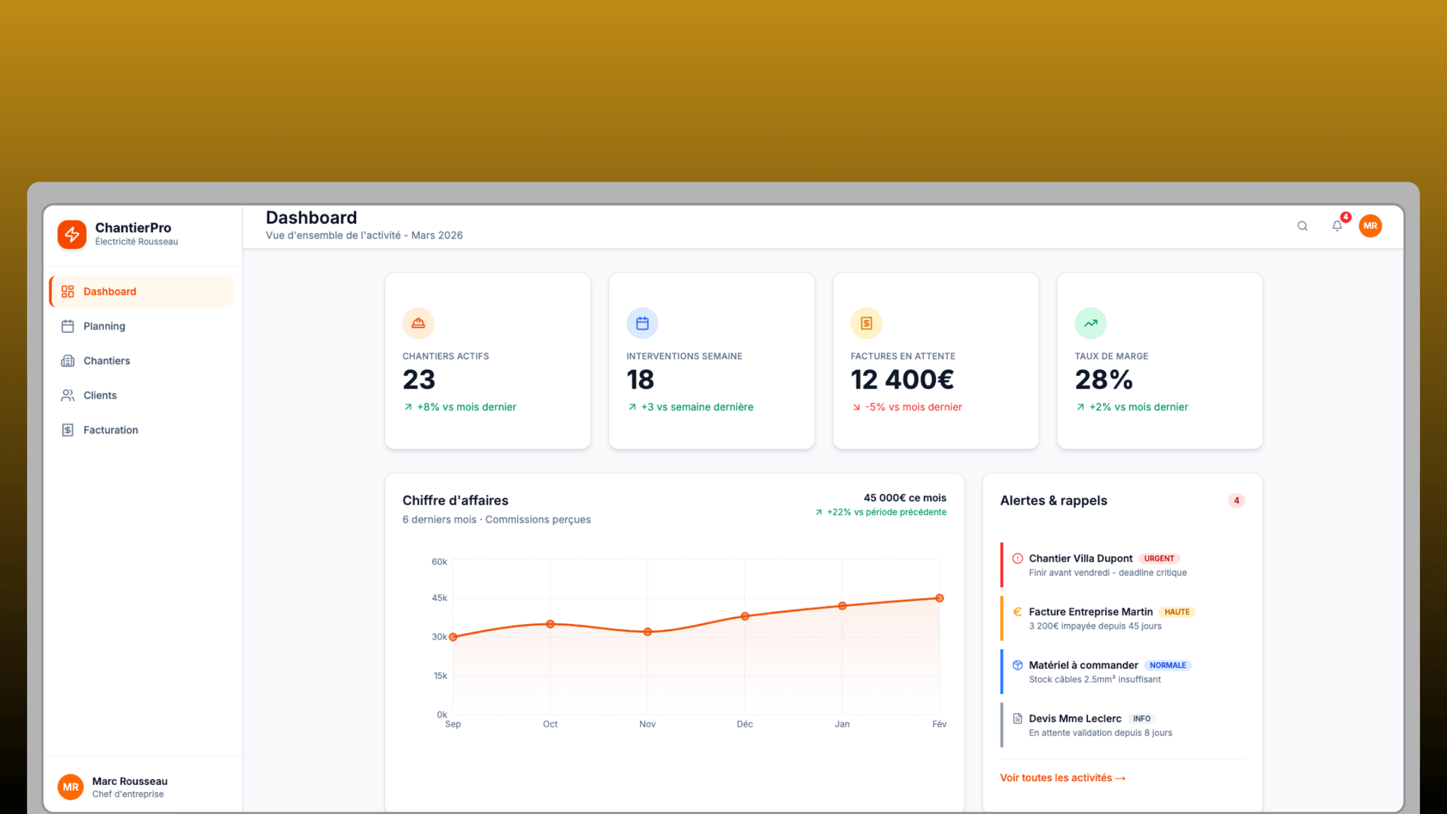 Logiciel de gestion de chantier - Design intuitif - Application développée par Sargo Digital